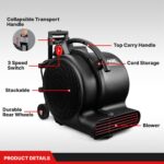 Ventilador de Piso Shop-Vac 5430214 | 1800 CFM, 3 Velocidades, Apilable, Uso Comercial y del Hogar