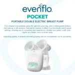 Evenflo Extractor de leche eléctrico doble portátil de bolsillo, blanco, 20 sesiones de bombeo por carga, 9 ajustes de s