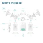 Evenflo Extractor de leche eléctrico doble portátil de bolsillo, blanco, 20 sesiones de bombeo por carga, 9 ajustes de s