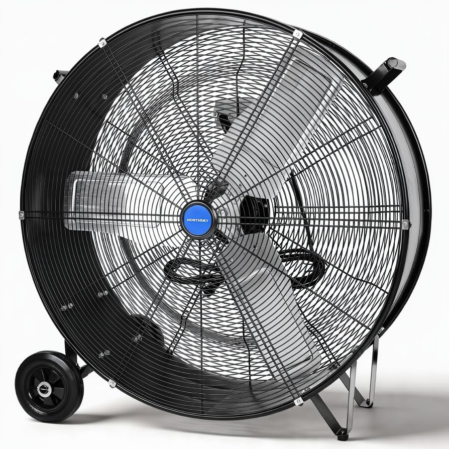 Version 1.0.0 Ventilador tambor industrial NorthSky H1-1041 13000CFM 2 velocidades motor 1/4 HP ruedas 5 pulgadas