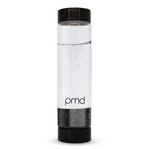 Botella de agua de vidrio reutilizable PMD Beauty 5012-OB con obsidiana grado A libre de BPA 480 ml 16.2 oz