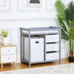 Garvee Cambiador de pañales de madera para bebé, moderna mesa cambiadora de pañales, aparador de pañales para bebés con