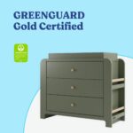 Graco Read-with-Me - Cómoda de 3 cajones con estantes y cambiador extraíble (oliva con madera flotante), certificado GRE