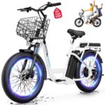 Caroma Peak - Patinete eléctrico de 1200 W/800 W/500 W con asiento, neumáticos todoterreno de 20 pulgadas, rango de 15/2