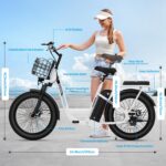 Caroma Peak - Patinete eléctrico de 1200 W/800 W/500 W con asiento, neumáticos todoterreno de 20 pulgadas, rango de 15/2
