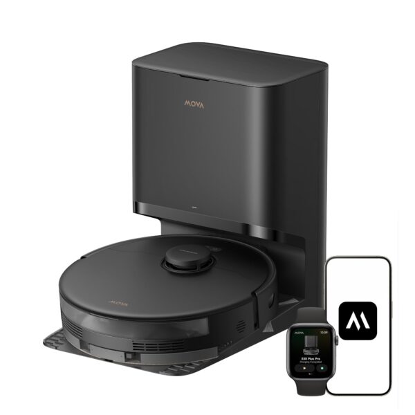 Robot Aspirador MOVA E30 Pro Plus, Succión 19,000 Pa, Cepillo DuoRoller Antienredos, Autovaciado 90 Días, Cepillo Latera