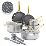 Batería de cocina antiadherente de acero inoxidable GreenPan Hybrid CC010616-001 juego de ollas y sartenes de cerámica d