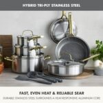 Batería de cocina antiadherente de acero inoxidable GreenPan Hybrid CC010616-001 juego de ollas y sartenes de cerámica d