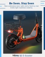 Hiboy Q2/U2 Scooter eléctrico con asiento para adultos – Motor de 500 W, rango de 22 millas, ruedas de 14 pulgadas, susp