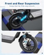 Hiboy Q2/U2 Scooter eléctrico con asiento para adultos – Motor de 500 W, rango de 22 millas, ruedas de 14 pulgadas, susp