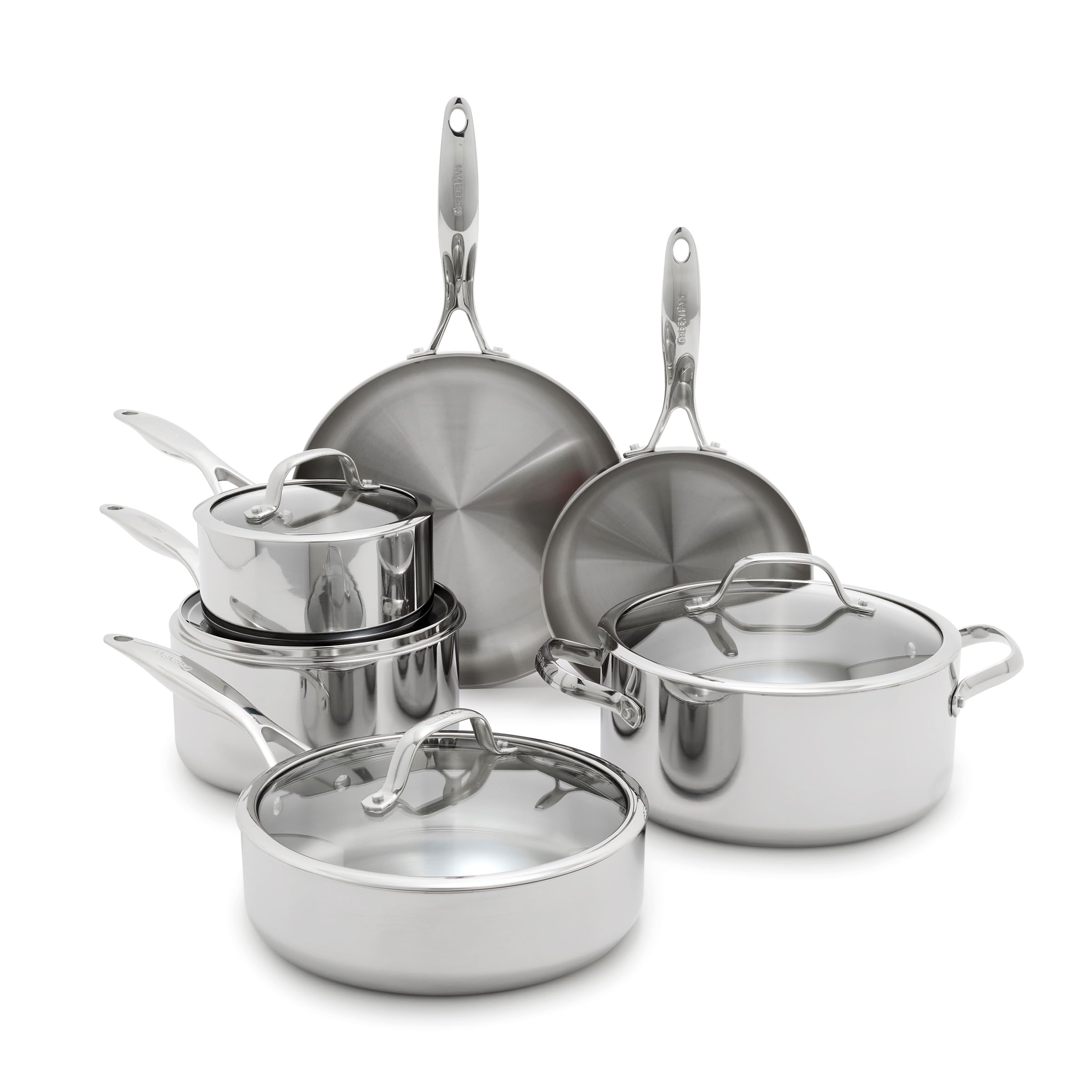 Version 1.0.0 Batería de cocina GreenPan Valencia Pro CC010448-001 juego de ollas y sartenes acero inoxidable tres capas 10 piezas ind