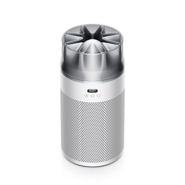 Purificador de aire compacto silencioso Dyson HushJet SP01-A cobertura 203 pies cuadrados captura NO2 blanco plateado