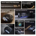 Robot aspirador y trapeador Mova R9540K 28000 Pa succión cruce obstáculos 3.14 pulgadas AutoShield doble cepillo sin enr