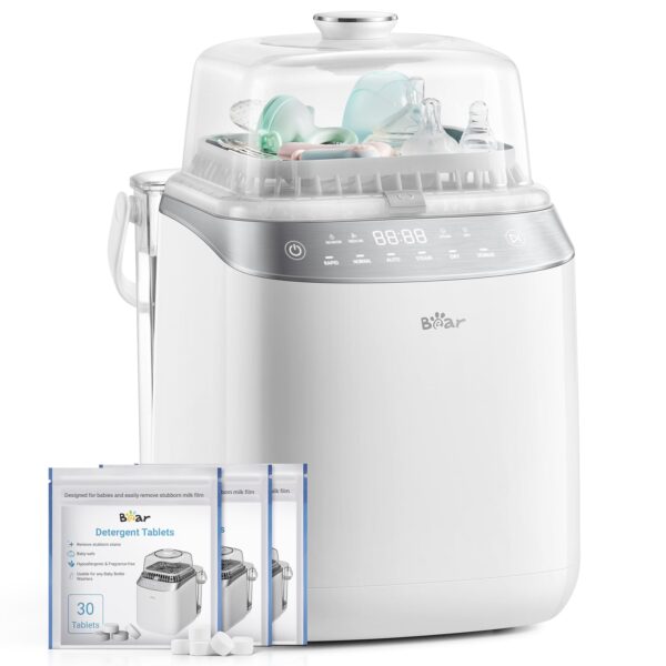 Lavadora de Biberones Bear Pro, Lavadora y Esterilizador y Secador de Biberones - Todo en una Máquina para Biberones, Pi