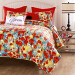 Juego de edredón floral moderno Poppies Greenland Home Fashions GL-2505KMSK 3 piezas King Cal King