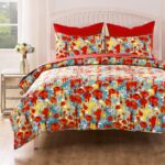 Juego de edredón floral moderno Poppies Greenland Home Fashions GL-2505KMSK 3 piezas King Cal King