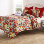 Juego de edredón floral moderno Poppies Greenland Home Fashions GL-2505KMSK 3 piezas King Cal King