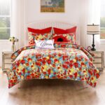 Juego de edredón floral moderno Poppies Greenland Home Fashions GL-2505KMSK 3 piezas King Cal King
