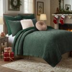 Juego de edredón de terciopelo cosido Greenland Home Fashions GL-2505HMSK 3 piezas King Cal King color Crush Forest