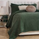 Juego de edredón de terciopelo cosido Greenland Home Fashions GL-2505HMSK 3 piezas King Cal King color Crush Forest