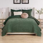 Juego de edredón de terciopelo cosido Greenland Home Fashions GL-2505HMSK 3 piezas King Cal King color Crush Forest