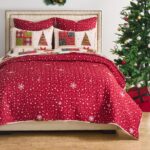Juego de Edredón Navideño Greenland Home Fashions GL-2505AMSQ Deck The Halls matrimonial queen 3 piezas
