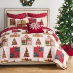 Juego de Edredón Navideño Greenland Home Fashions GL-2505AMSQ Deck The Halls matrimonial queen 3 piezas