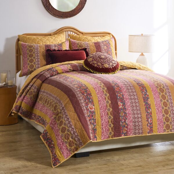 Juego de edredón bohemio vintage Greenland Home Fashions GL-2505MMSK 3 piezas King Cal King