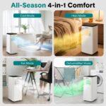 Aire Acondicionado Portátil SereneLife SLACHT804.5 8000 BTU 4 en 1 calefacción deshumidificador ventilador 350 pies cuad
