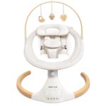 Jool Baby Nova Nature Columpio de bebé para recién nacidos con juguetes de madera natural, columpio motorizado eléctrico