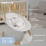 Jool Baby Nova Nature Columpio de bebé para recién nacidos con juguetes de madera natural, columpio motorizado eléctrico