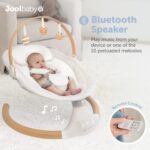 Jool Baby Nova Nature Columpio de bebé para recién nacidos con juguetes de madera natural, columpio motorizado eléctrico