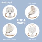 Jool Baby Nova Nature Columpio de bebé para recién nacidos con juguetes de madera natural, columpio motorizado eléctrico