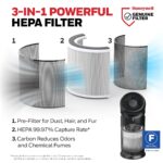 Purificador de aire y ventilador de pie Honeywell Allergen Plus HPA6000B HEPA 3 en 1 sensor calidad de aire modo sueño 1