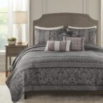 Juego de colcha Bellagio Jacquard gris Madison Park E&E Co. Ltd DBA JLA Home MP13-8781 104x94 pulgadas diseño damasco 6