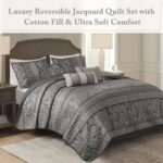 Juego de colcha Bellagio Jacquard gris Madison Park E&E Co. Ltd DBA JLA Home MP13-8781 104x94 pulgadas diseño damasco 6