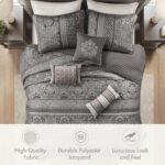 Juego de colcha Bellagio Jacquard gris Madison Park E&E Co. Ltd DBA JLA Home MP13-8781 104x94 pulgadas diseño damasco 6