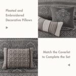 Juego de colcha Bellagio Jacquard gris Madison Park E&E Co. Ltd DBA JLA Home MP13-8781 104x94 pulgadas diseño damasco 6