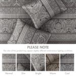 Juego de colcha Bellagio Jacquard gris Madison Park E&E Co. Ltd DBA JLA Home MP13-8781 104x94 pulgadas diseño damasco 6