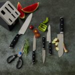 HENCKELS x EMERIL Lagasse The Nola Collection Razor-Sharp - Juego de cuchillos con bloque autoafilables alemanes de 7 pi