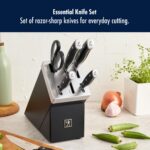 HENCKELS x EMERIL Lagasse The Nola Collection Razor-Sharp - Juego de cuchillos con bloque autoafilables alemanes de 7 pi
