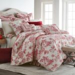 Juego de edredon Austin Horn Classics Cosmopolitan Toile COS-3PC-KCOMF-Red 3 piezas King rojo toile 108x95 pulgadas con