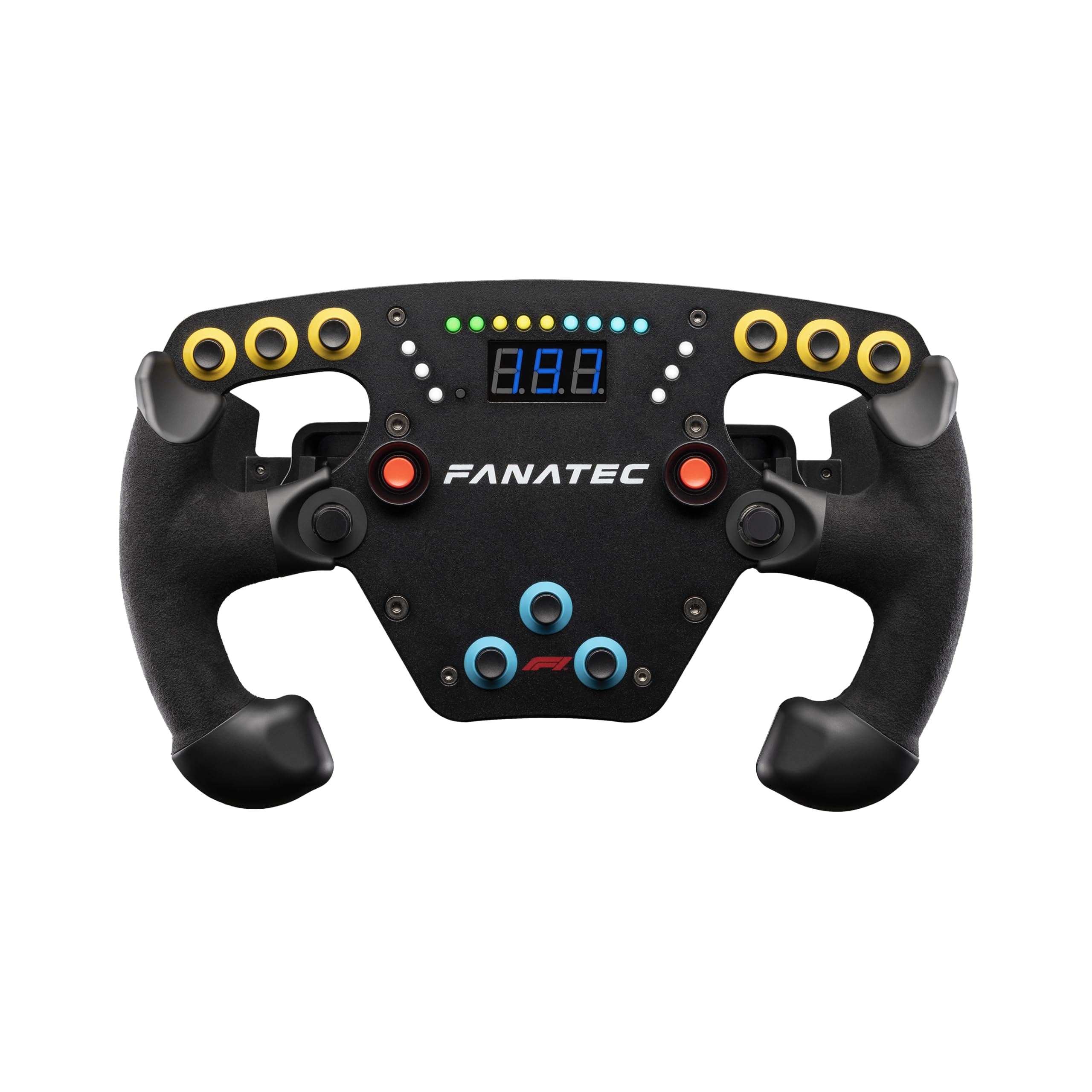 Version 1.0.0 Volante Sim Racing Fanatec ClubSport F1 Esports V2 CRD-9020010-WW con licencia Fórmula 1 agarres Alcantara pantalla LED
