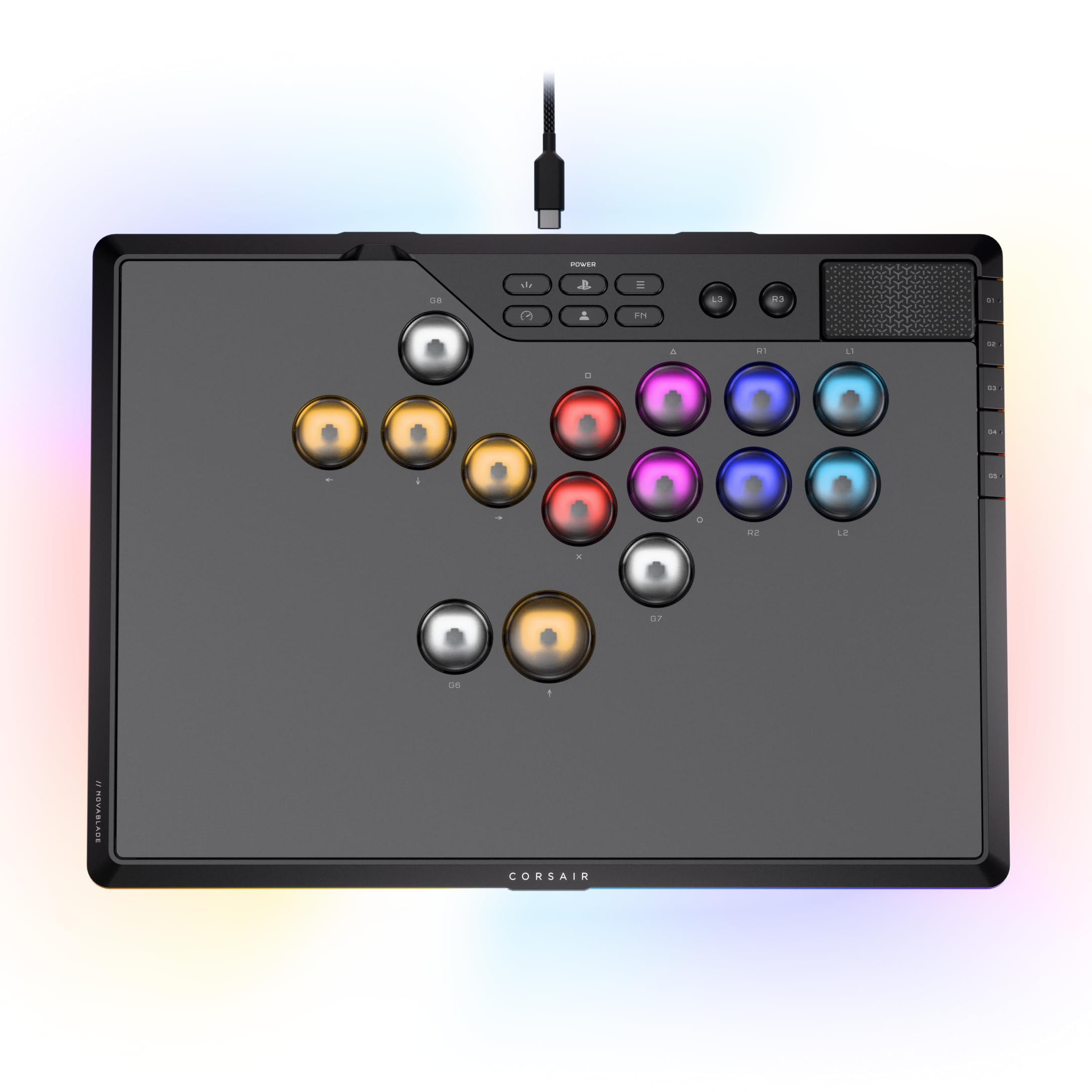 Version 1.0.0 Controlador Arcade Inalámbrico Sin Palanca Corsair Novablade Pro CH-963B01G-WW 15 teclas efecto Hall MGX 1000Hz 2.4GHz S