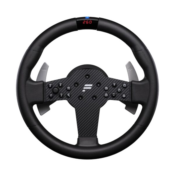 Volante Sim Racing FANATEC CSL P1 V2 QR2 Lite 11.811 in Empuñadura Goma RevStripe Pantalla LED Paletas Metal Compatible