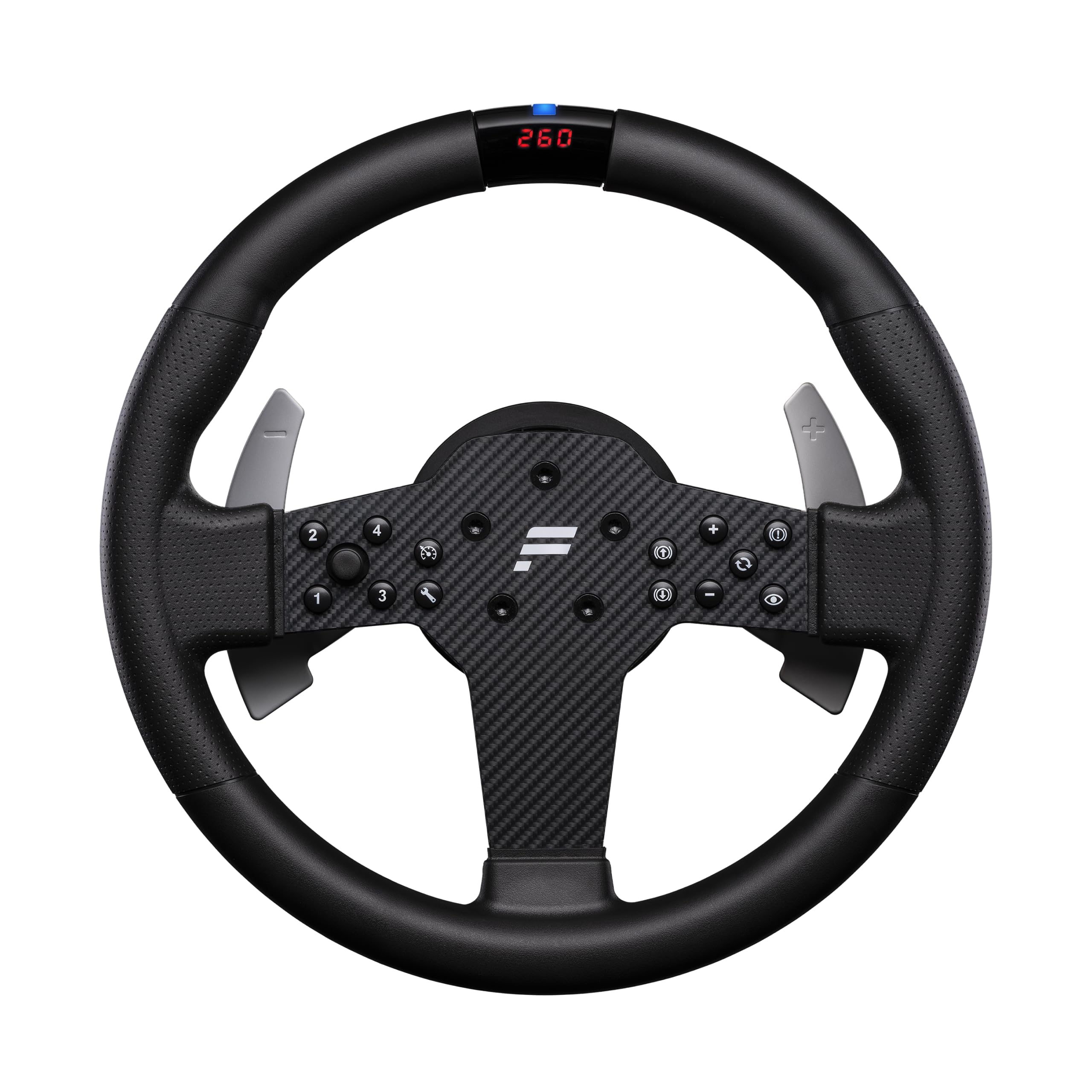 Version 1.0.0 Volante Sim Racing FANATEC CSL P1 V2 QR2 Lite 11.811 in Empuñadura Goma RevStripe Pantalla LED Paletas Metal Compatible