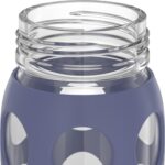 Botella de agua de vidrio Thermos Lifefactory LG4331BDP4 22 oz con tapa de popote giratorio y funda de silicona morado p