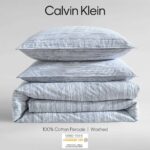 Juego de Funda de Edredón Calvin Klein Revman International A0005832 percal algodón ligero cierre botón oculto lazos esq