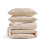 Juego de edredón punto jersey DKNY Pure CHF Industries 2OK010175QCMS matrimonial Queen beige avena suave 3 piezas ropa d