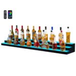 Estante de bar VEVOR OK-3-70 exhibición de licores luz LED 3 niveles 178 cm control remoto RF 7 colores estáticos